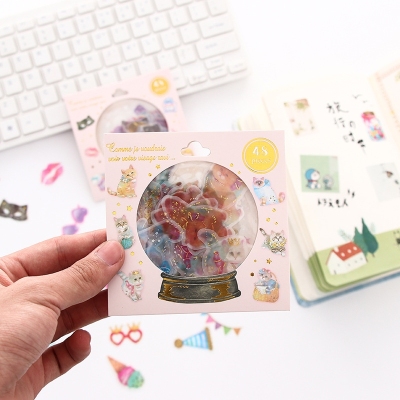 Creative Candy Sticker Package Crystal Ball Bulb Sticker Package Decorative Album DIY Stationery Journal Wholesale 48 Sheets