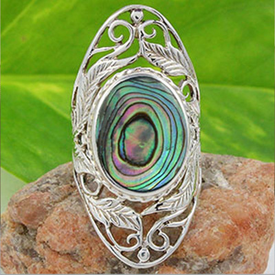 Rongyu 2021 New Popular Colorful Natural Abalone Shell Ring Female Fashion Exaggerated Creative Leaf Flower Ring