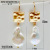 Rongyu Korean Style Simple and Natural Special-Shaped Pearl High-End Earrings European and American Fashion Plated 14K Asian Gold Graceful Earrings