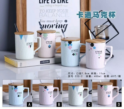 2020 New CERAMIC Mug with bamboo cover and spoon creative cup Coffee Cup Water Cup
