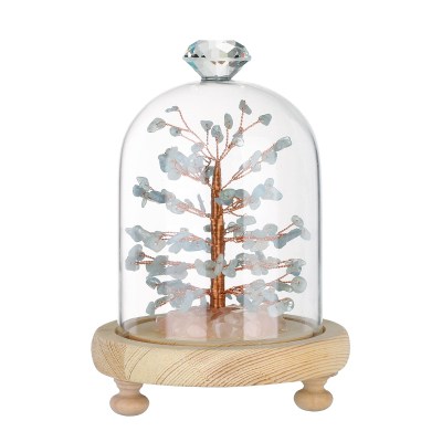 Aquamarine Stone Beadded Money Tree Home Decor FengShui Lucky Tree