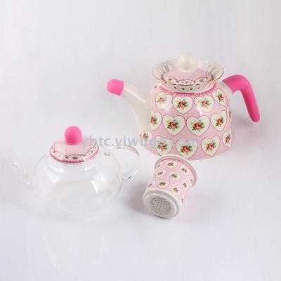 English afternoon tea set household filter red kettle kettle coffee pot with filter cover