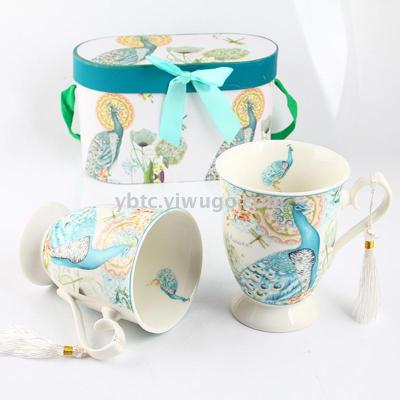Low bone double cup water cup ceramic cup on cup daily mug gift home creative simple coffee cup goblet