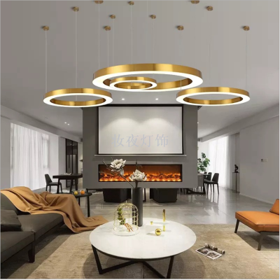 Modern Ring Metal Frame Chandelier living Room Ceiling Light Fixture LED Pendant Lamp for Bedroom Dining Room