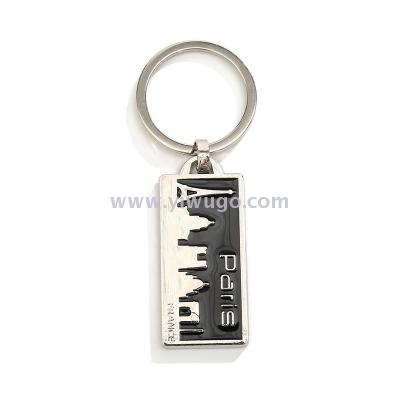 Paris key chain love Paris tower alphabet tourist souvenir gift pendant square key chain