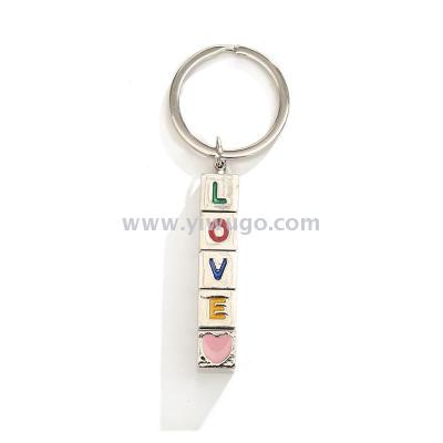 Paris key chain love Paris tower alphabet tourist souvenir gift pendant dice key chain square