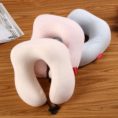 Factory Direct Supply Striped Knitted Cotton Auxiliary Pillow U-Shape Pillow Neck Protection Lunch Break Traveling Pillow Multi-Color Custom Wholesale