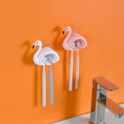 Flamingo toothbrush holder, toilet, non - perforated express toothbrush holder, toothbrush holder, toothbrush rack wall hanging