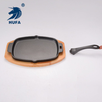 Factory Direct Sales Fry Pan Portable Barbecue Steak with Handle Fry Pan Denier Non-Stick Bakeware Korean Wholesale Customization