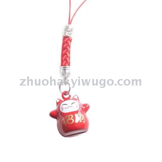 卡通猫铃铛铜挂件祈福手机挂绳
