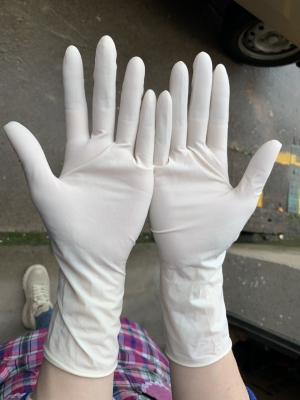 Spot Disposable Latex Gloves Milky White Lengthened High Elasticity Points Left and Right Hand Multi-Purpose Real Shooting