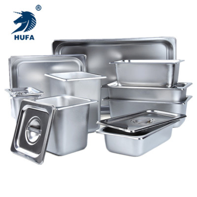 07 Thick Stainless Steel 1/4 Bowl Rectangular Fraction Basin Buffet Insulation Plate with Lid Stainless Steel Basin