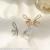 Korean Asymmetric Micro-Inlaid Earrings Full Diamond Design Sense Bow Stud Earrings Simple All-Match Ear Jewelry S925 Silver Needle