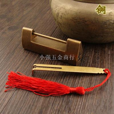 Chinese style bronze lock archaize lock horizontal open padlock old style small lock head restore ancient ways smooth 