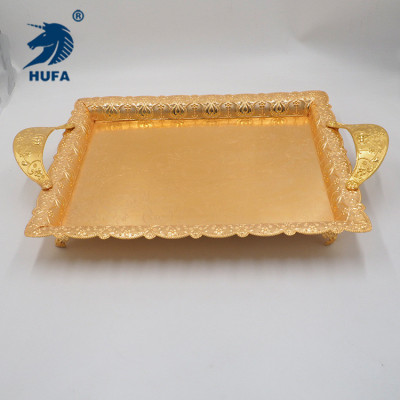 Gold-Plated Tray Metal Crafts Restaurant Tray Cake Tray Home Decoration Wedding Gift Fruit Plate