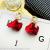 Red Petal Stud Earrings Women's Suitable for Winter Earrings Online Influencer Earrings Simple All-Match Long Pearl Eardrops