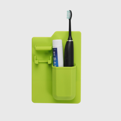 Silicone Toothbrush Holder Integrated Toothpaste Toothbrush Holder Sucker Multi-Function Silicone Storage Box Bathroom Storage Rack