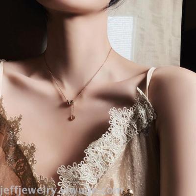 New High-Grade Titanium Steel Necklace Hot Selling Necklace Elegant Women's Simple All-Match Clavicle Chain Trendy Tassel Short Chain