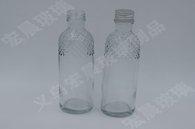 Manufacturers direct multi-capacity glass beverage bottle screw diamond shoulder straight glass beverage bottle
