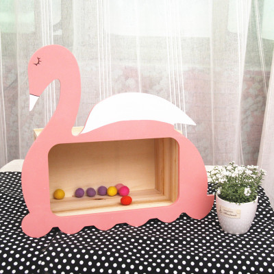 Ins hot style creative wooden swan shelf partition Nordic wind storage wall