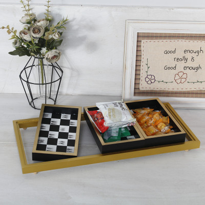 Creative wooden desktop storage box sorting box snacks dry fruit candy tray