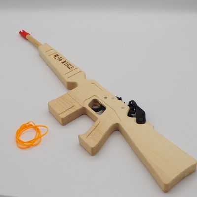 Factory Direct Sales Rubber Band White Long Charge Wooden Gun Wooden Toy Hit Belt Tire Pistol M-16