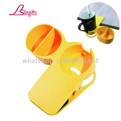 Slingift Drinking Cup Holder Clip Table Bottle Cup Clip Glass Clamp Water Coffee Mug Holder Clip with Extra Storage Tray
