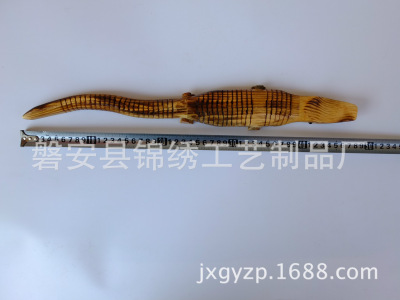 Factory Direct Sales Wooden Crocodile Model Wood Crocodile Toy 50cm Natural Pine Made Carbonized Paint