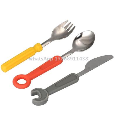 Slingifts kids lovely Flatware Set Children Building Tool Design Fork Spoon Knife Original Flatware Set Great Gift