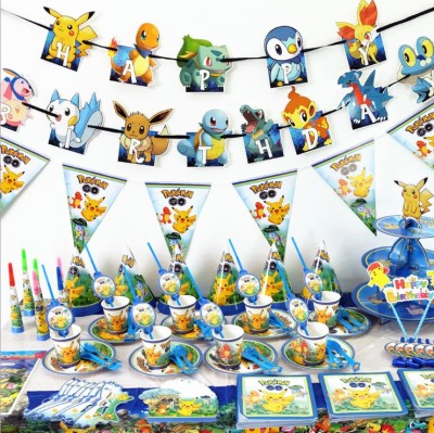 Pikachu children's birthday party celebrate birthday paper cutlery set disposable party supplies