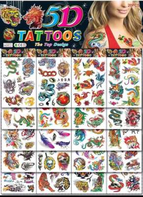 Spot wholesale Chinese elements 5 d youth waterproof tattoo paste China dragon ghost head animal tattoo paste