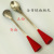 Creative Fashion Tableware Standing Rubber Handle Stainless Steel Mirror Light Spoon Stirring Spoon Anti-Scald Non-Slip Seasoning Spoon
