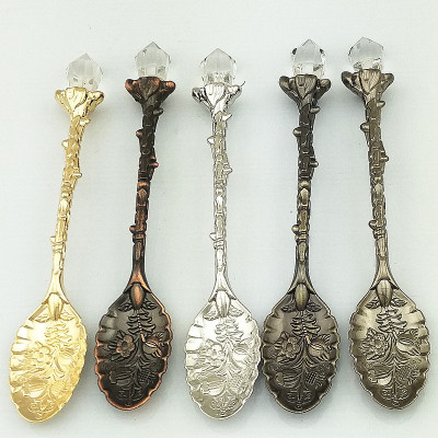 Vintage Engraving Modular Plug Pattern Alloy Small Spoon Coffee Spoon Cake Spoon Soup Spoon Coffee Stir Spoon Set