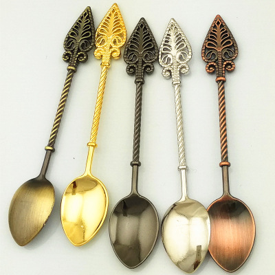 New Retro Alloy Coffee Spoon Ice-Cream Spoon/Jam Spoon Minor More Gold and Silver Copper Dessert Spoon (Jy90)