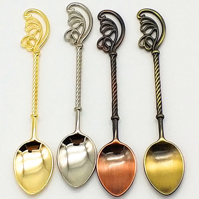 New Spoon Retro Alloy Coffee Spoon Ice-Cream Spoon Jam Spoon Small Tone More Gold and Silver Copper Dessert Spoon (Jy96)