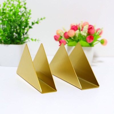 Nordic Gold Stainless Steel Triangle Vertical Tissue Holder Restaurant Hotel Metal Tissue Holder Paperboard Tissue Holder