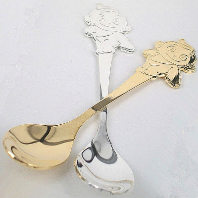 Western Tableware High Quality Stainless Steel Astro Children Spoon Creative Cartoon Mirror Light Meal Spoon Gold and Silver Color Jy61