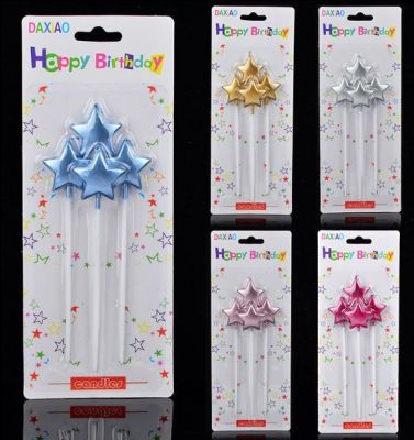 Birthday party decoration card gold long pole blister heart pentacle star balloon no tears candle cake supplies