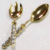 Upscale Retro Big# Spoon Fork Golden Crystal Handle Serving Spoon Spoon Fork Embroidered Glass Diamond Party Public Adjustment