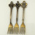 Retro Crown Fruit Fork Set Gold and Silver Bronze Creative Fashion 4-Finger Fork Retro Fork Ruyi Lucky Knot