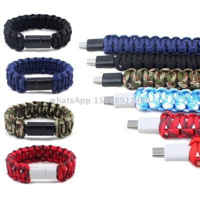 Slingifts Outdoor Braided Camouflage Micro USB Type C Bracelet USB Charger Data Charging Cable For iPhone Samsung