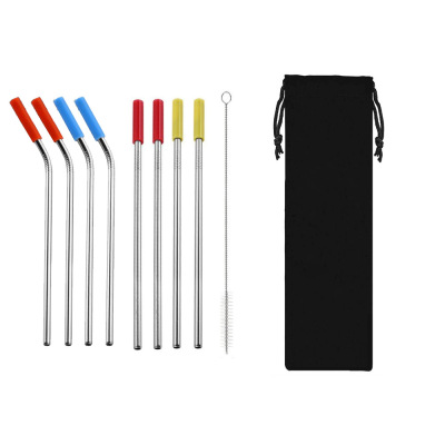 Svino Sweno 304 Stainless Steel Straw Silicone Natural Black Bag Folding Environmental Protection Straw Set in Stock
