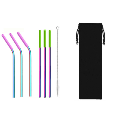 Sweno Portable 304 Stainless Steel Straw Package Milk Tea and Coffee Drinks Colorful Straw Set