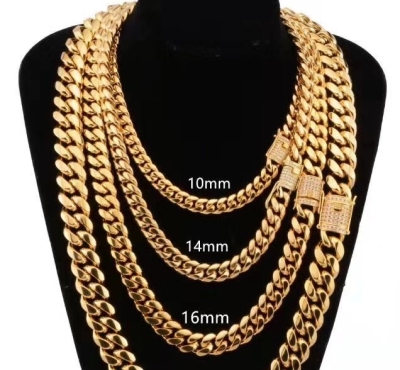 Stainless Steel Ornament Cuban Link Chain Series