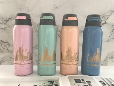 Stainless steel bouncing cap straw condole belt fresh thermos GMBH cup cup car portable water cup custom gifts wholesale