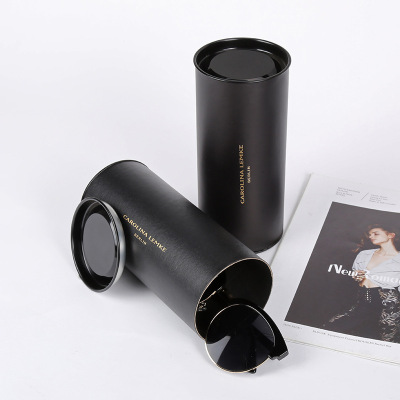 Stylish cylinder paper glasses case stainless steel cover sunglasses packaging gift box portable custom glasses packaging box