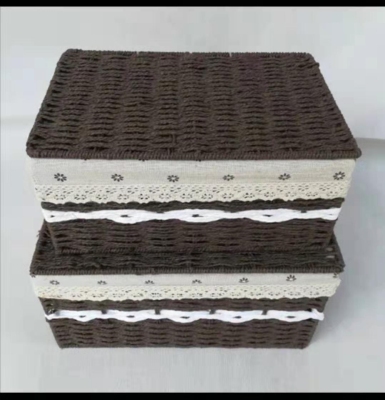 Handicraft Storage Box Woven by Pu Cao Paper String