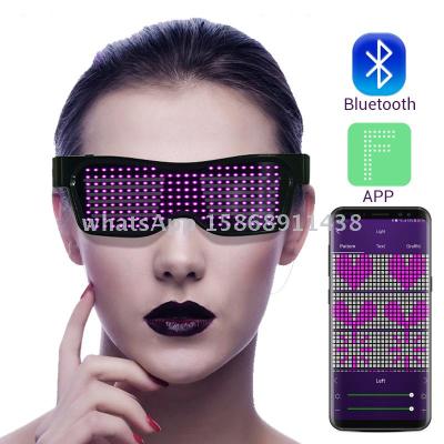 Slingifts Magic Flash Led Party Glasses App Bluetooth Control Luminous Glasses USB Charge DJ SunGlasses DIY Light Toys
