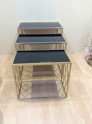 Modern Minimalist Iron Crafts Table Line Small Coffee Table Living Room Side Table Square Suit