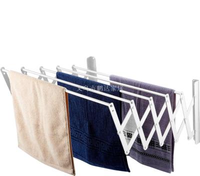 Creative stainless steel outer telescopic towel rack bathroom bathroom aluminum alloy towel rack folding drying rack
